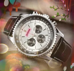 Big business trend highend leather watches Men Quartz Chronograph No-Mechanical Automatic Lumious Big Dial European Top brand casual wristwatch montre de luxe