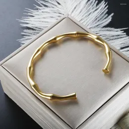 Bangle aço inoxidável de aço dourado Bambu Joint Aberto da moda para homens Momen Party Romantic Moda Simple Jóias