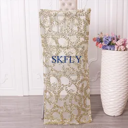 Крышка стулья CH004ME Custom Made 2023 Вышивка Sparkly Gold Light Floral Sequin Standard Chiavari Cover