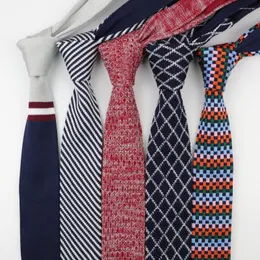 Båge slipsar män färgglada slips stickade stickade slips diagonal randig färg smal smal skinny vävd vanlig cravate slips