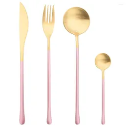 Set di stoviglie Set di stoviglie di lusso in oro rosa 304 Acciaio inossidabile opaco Coltello occidentale Forchetta Cucchiaino Posate Posate da cucina