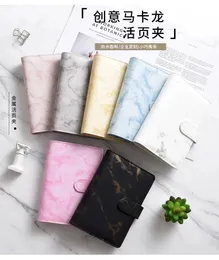 Personalized DIY Handmade A6 Marble PU Leather Notebook Binder 6 rings Bag Filler Paper Travel Jourior DIY Marble Notepad Binder