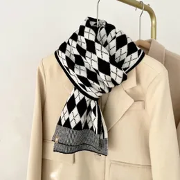 Eşarplar Moribty Kış Örme Eşarp Kadın Ekose Çizgili Mektup Şal Sıcak Akrilik Yumuşak Neckerchief Bufandas Çocuklar için Çocuk 230311