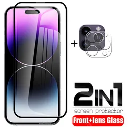 휴대폰 화면 보호기 2in1 iPhone 14 Pro Max Tempered Glass Case iPhone14 Plus Ipone 14 Pro 14Pro 카메라 보호 필름 J230311 용 화면 보호기