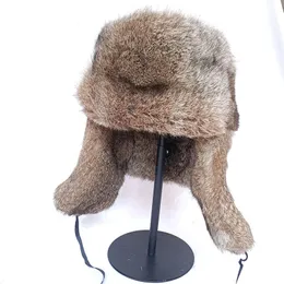 Berets Women Real Fur Hat With Earflap Warm Winter Female High Quality Natural Bomber's Genuine CapBerets BeretsBerets