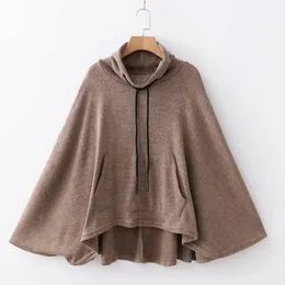 Damskie garnitury Blazers Woman Ponchos Szalki Trench Płaszcz Solidne O-Neck Long Rleeves Pockets Top 2023 Zima Zima Zimowa peleryna