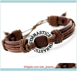 Bracelets de jóias de charme ginástica Calisthenics Golf Soer Football Baseball Softball Volleyball Lacrosse Hóquei Tênis Leathe4515773