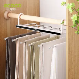 Hangers Racks ECOCO Folding Pant Hanger Multifunctional Pants Rack Stainless Steel Folding Clothes Hanger Portable Save Space Trouser 230311