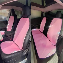 Car Seat Covers Blue / Pink Black Breathable Bling Cover Full Set With Rhinestones Summer Styling For Ladies 2023 Arrival