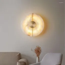 Lâmpadas de parede Lâmpada nórdica de mármore criativo moderno para sala de estar de cobre em ouro decoração interna de decoração led sconce bedroom