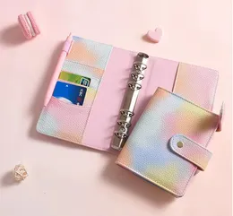 Fastener Buckle A6 Magic Pearl Notebook Loss-Lite Macaron Ręka Zmiana kolorowa romantyczna skóra Jotter Notepad Cover (wewnętrzny papier nie włożony)