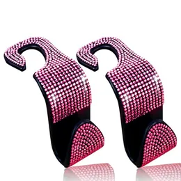 Ratt täcker 2 biltillbehör krokar väskor kristall diamanthängare nackstödhållare rosa interiörlisters rhinestone bling