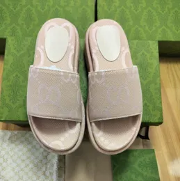 Summer Platform Slides Slipper Designer Sandalo Women Ricamato Stampe Suola spessa Fashion Classic Beach Sandels Shoes