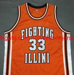 Vintage # 33 KENNY BATTLE Fighting Illinois Basketball Jersey personalizzata qualsiasi nome numero maglia