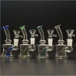 Saml Klein Bong Hookahs Dab Rig Glass Recycler Paling Water Rura Przezroczysta Czarna Czarna Rozmiar 14,4 mm Zc-Fast 1