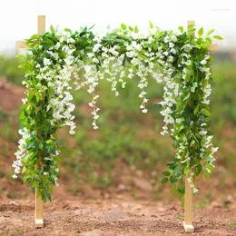 Kwiaty dekoracyjne 1PC/2pcs Wisteria Artificial Vine Garland Wedding Arch Dekoracja liści Rattan Trailing Faux Plants