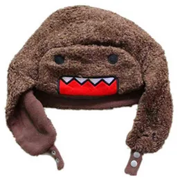 Cartoon Big Mouth DOMO Winter Bomber Ushanka Chapéu De Pele Russa Quente Quente Espessado Ear Flaps Boné Para HomensMulheres MeninosMeninas Chapéus cap296h