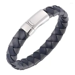 Bracelets porte-bonheur mode gris bleu tressé Bracelet en cuir hommes bijoux à la main corde Wrap bracelets mâle cadeaux goutte