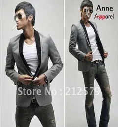 Whole Gray suits black collars Casual suit jacket Men039s Slim Coats cheap whole Drop support JK503632827