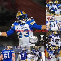 2021 Winnipeg Blue Bombers 108. Grey Cup Football Championship Trikot Andrew Harris Willie Jefferson Zach Collaros Kenny Lawler Jr.