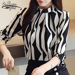 Women's Blouses & Shirts 2023 Fashion Woman Blouse Long Sleeve Striped Chiffon Shirt Women Office Work Wear Womens Tops And 0941 60