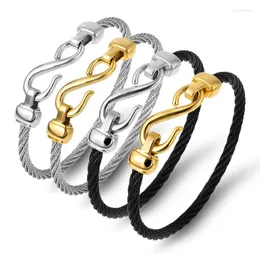 Bangle Gold Color Titanium Steel Bracelet Hooks Fashion Jewelry Infinity Love Charm Bracelets Bangles For Women Couple Gift