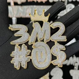 Hip Hop Gold Plated Bling CZ Crown Letters Custom Pendant Halsband med 3mm 24 -tums repkedjan smycken charm gåva för män kvinnor