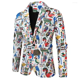 Herrdräkter Autumn Spring Mens Fashion Blazers Funny 3D Printed Slim Fit Blazer Hombre Party Stage Single-Breasted For Men Plus Size