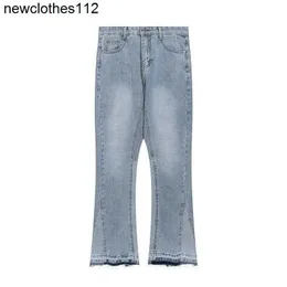 wonmen designer pants Same style celebrity Gallryes straight tube loose washed dept light blue jeans men women versatile