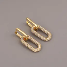 Hoop Huggie Wysokość geometryczna mikro utwardzanie małe kolczyki z kroplami luksusowy złoty kolor Kolor Pierścień do uszu dla kobiet biżuteria 230311