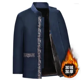 Men's Suits Tang Mens Chinese Tunic Suit Men Blazer Long Sleeve Middle-aged Jacket Masculino Clothes Casaco Thicken Father Wear