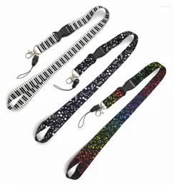 Nyckelringar grossistmusik Musiknot mönster mobiltelefon lanyard remmar Klädnycklar Kedje ID -kort Holder Holder Löstagbara spänne lanyards