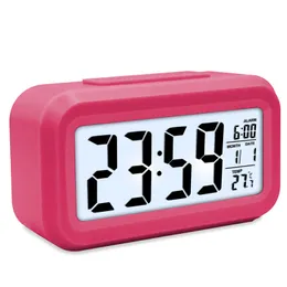 1PCS Plastikowe wycisze budziki LCD Smart Clock Temperatura Śliczne światłoczuły nocny Cyfrowy budzik kalendarz drzemki drzemki