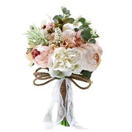 装飾的な花の花輪人工牡丹ローズフラワーブーケ花嫁の花