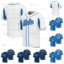 CUSTOM Italy 2023 WBC World Baseball Classic Jersey Navy 91 Mitchell Stumpo 79 Sal Frelick 67 Matt Festa 53 Andre Pallante 24 Brett Sullivan