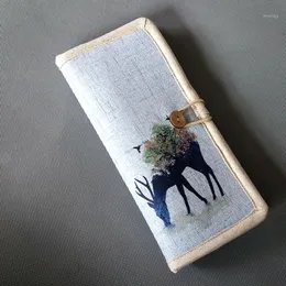 Portfele chiński w stylu krajowym portfel bawełniany ręcznie robiony tkaninowa klamra torba kolorowy 1 lnen1