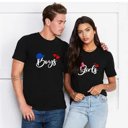 Men's T Shirts Couple T-shirt Boy Girl Print Summer Casual O-neck Cotton Short Sleeve Men Top Woman Clothes Lovers Tees