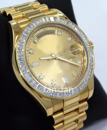 EWF Factory Watch 3255 Day-Date II Presi 218238 18K Amarelo G 4.0Ct Baguettes Diamond BZL Papers