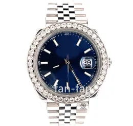 Clean Factory 41 mm Cal.3235 DateJust 41 mm 126300, blaues Zifferblatt, 3,25 ct Diamantlünette, Uhrenpapiere