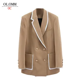 Ternos femininos Blazers Olomm de alta qualidade Customization Cotton Suit de caia de algodão traje comercial roupas femininas de outono 230311