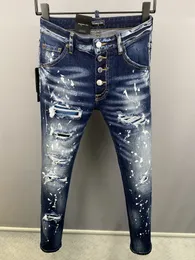 DSQ PHANTOM TURTLE męskie dżinsy klasyczne modne dżinsy męskie Hip Hop Rock Moto męskie dorywczo projekt porwane jeansy w trudnej sytuacji Skinny Denim Biker Jeans 6133