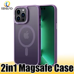 Magsafe bezprzewodowe obudowy ładowania magnetycznego dla iPhone'a 14 13 12 11 Pro Max Samsung S23 Case Izeso
