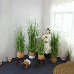 Decorative Flowers 59in Artificial Greenery Floor Plants Tall Fake Plant Potted Faux Pampas Grass Silk For Home Lobby Bathroom Graden Decor