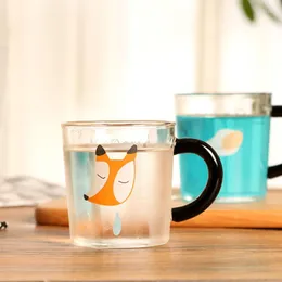 Wine Glasses Fresh Handmade Heat Proof Glass Mugs Animal Or Man Pattern Cups With Handle Morning Mug For Coffee Milk Tea BL029