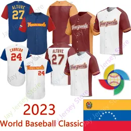 Anpassad 2023 Team Venezuela Baseball Jersey World Classic Jose Altuve Miguel Cabrera Ronald Acuna Jr. Suarez Arraez Rojas Escobar Gimenez Ren