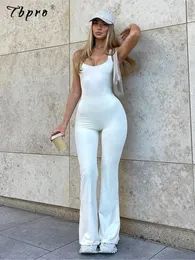 Kobiety Jumpsuits Rompers Seksowne plecy Y2K Casual Slim Jokss Side Solid White Female Mleevele Esthetic Streetwear Rompers For Women HARAJUKU BIGENSS 230313