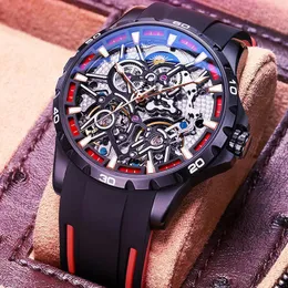 Armbandsur Silver Hollow Mechanical Men's Watch Full Automatic Double Tourbillon Formal Luxury Luminous Business