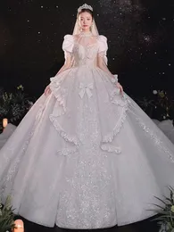 Perlenbesetzte Kristalle Ballkleid Brautkleider Brautkleider Brautkleider Luxuriöse Perlenstickerei Pailletten Übergröße Arabisch Luxuriöse Hochzeitskleider Designer Vestido De Novias