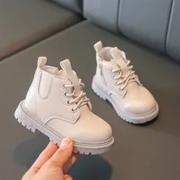 Boots PADRISIMOS Kids Beige Leather Chelsea Waterproof Snow Lace Children Sneakers Toddler Girl Winter Shoe Boy XTP 230313