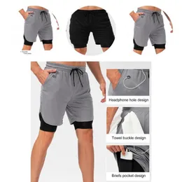 Laufshorts, Handtuch-Aufhängeloch, doppellagig, elastische Taille, Workout zum Trainieren